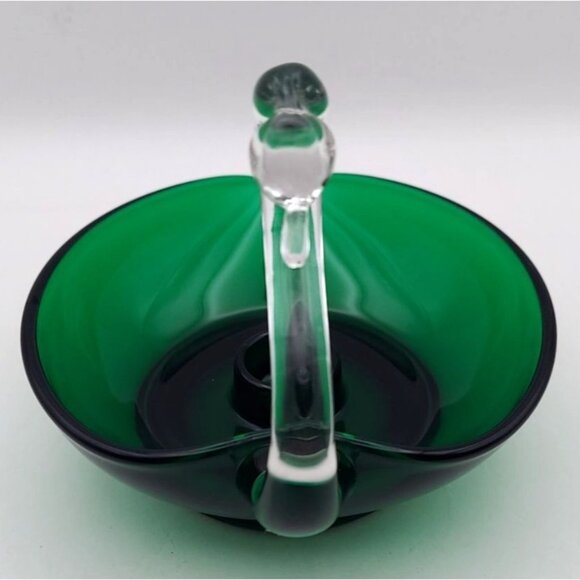 Duncan Miller Emerald Green & Clear Glass Swan Candle Holder Vintage MCM - Picture 6 of 6
